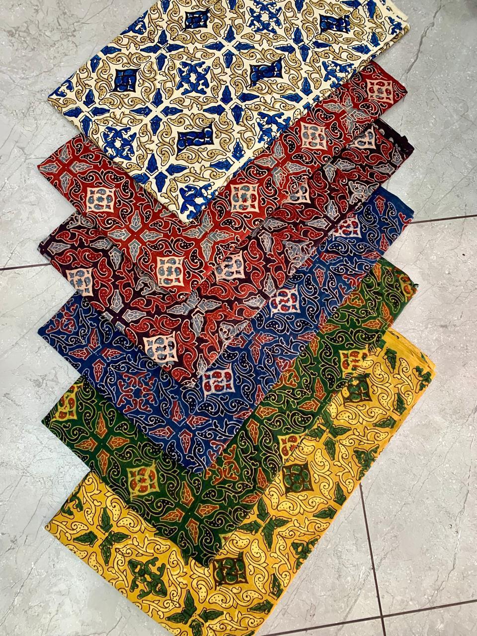 Ajrakh pure cotton handblock printed fabric in indigo riyal design with multicolour natural dyes